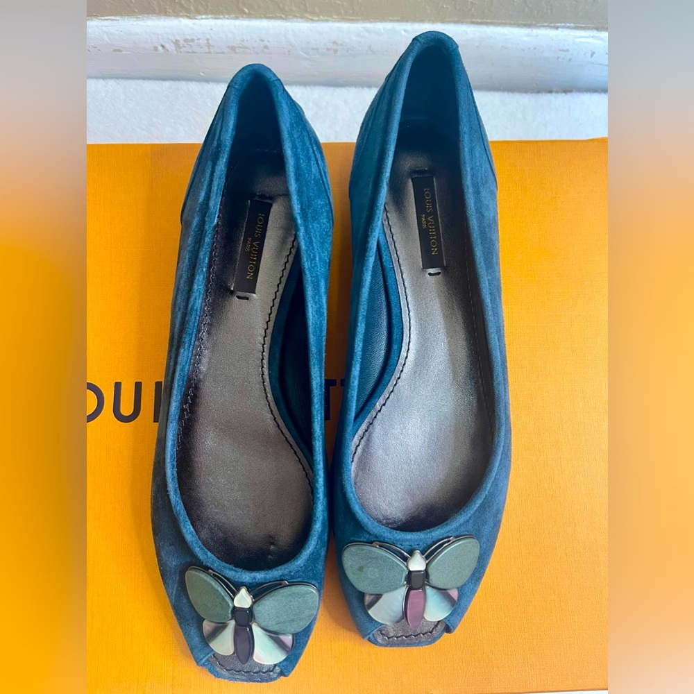 Unused Louis Vuitton Azul Talla Butterfly Flats Shoes
